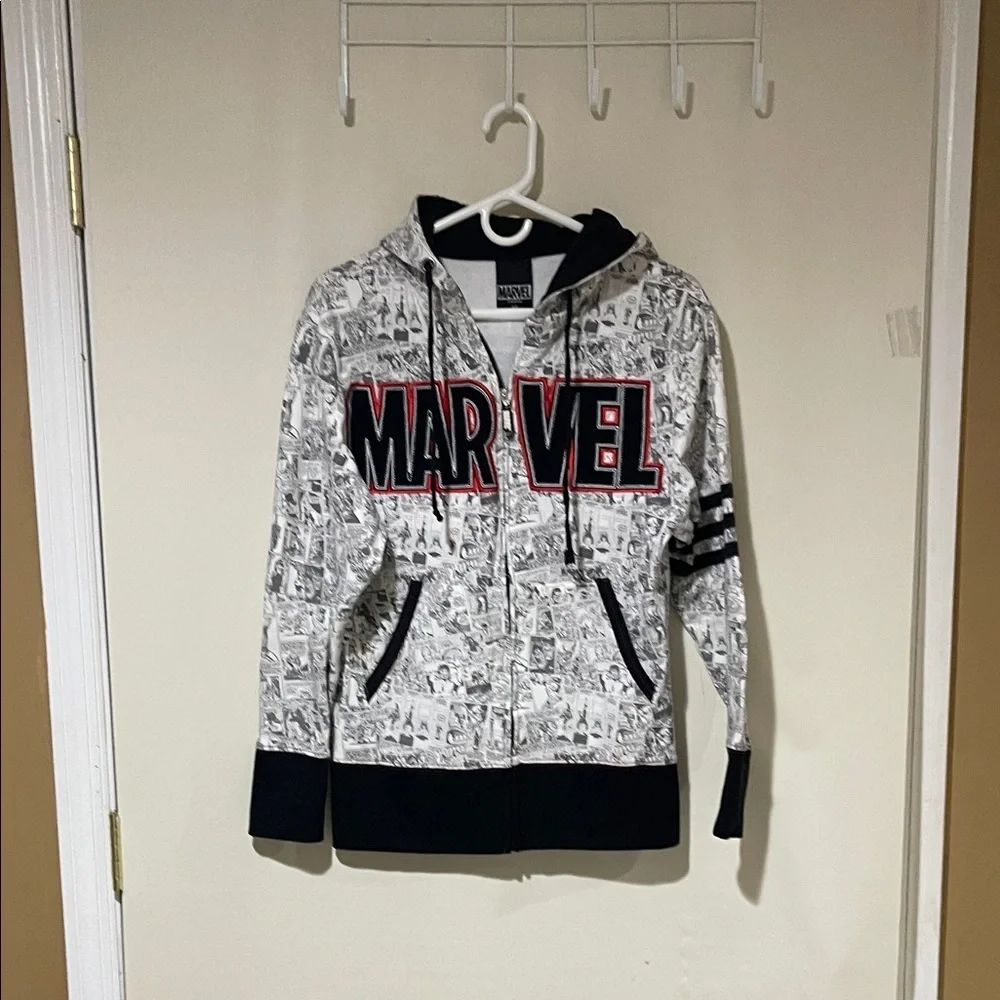 Marvel Kids Graphic Superhero Hoodie in Black and White Like New Condition SZ XS